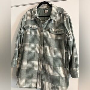 Oversized Shacket in Sage Green and White